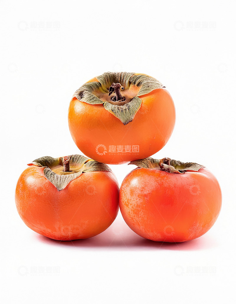 高清大图下载【趣麦麦图】三柿叠立，尽显鲜果明艳之美