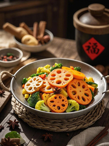 干锅类-干锅藕片- 美食