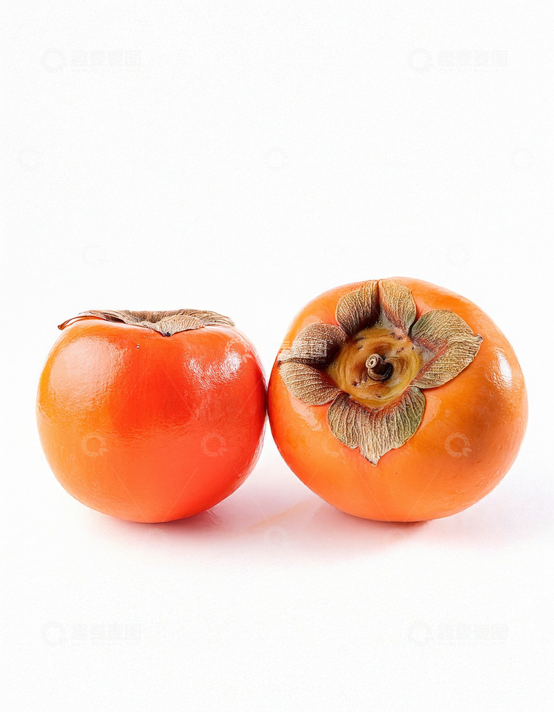 高清大图下载【趣麦麦图】双柿相依，尽显橙红鲜果之美