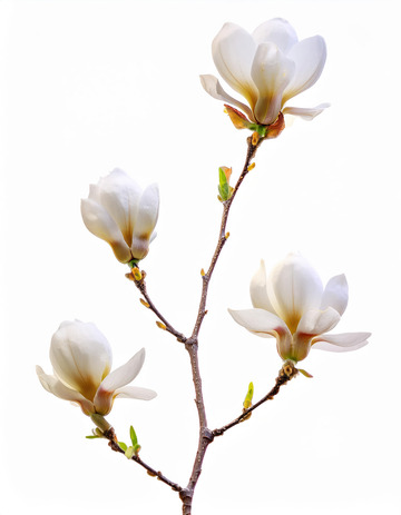 白玉兰枝展，素洁繁花映春辉