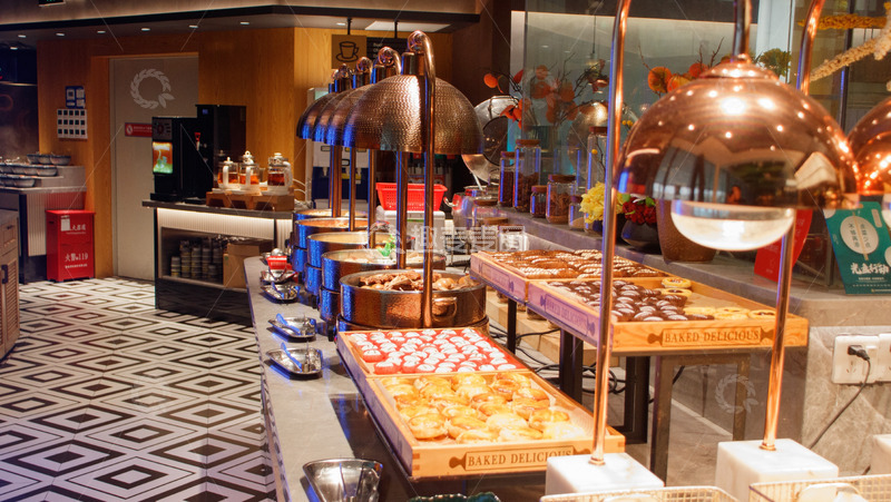 高清大图下载【趣麦麦图】餐厅内精致美食自助台展示
