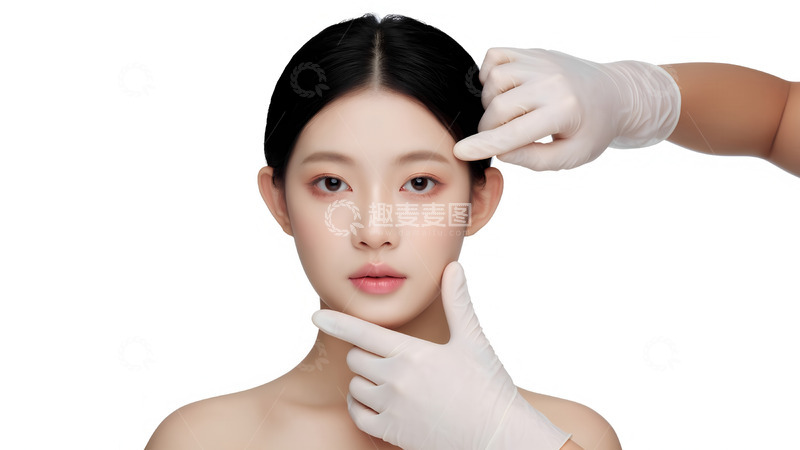 高清大图下载【趣麦麦图】医美场景：专业人员为女士面部评估