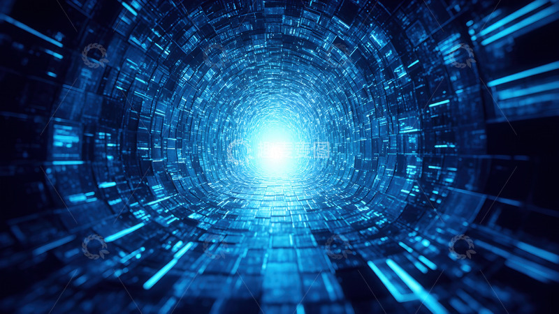 高清大图下载【趣麦麦图】蓝光科技隧道：通往未来之径