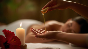 按摩前往手中滴注精油的场景