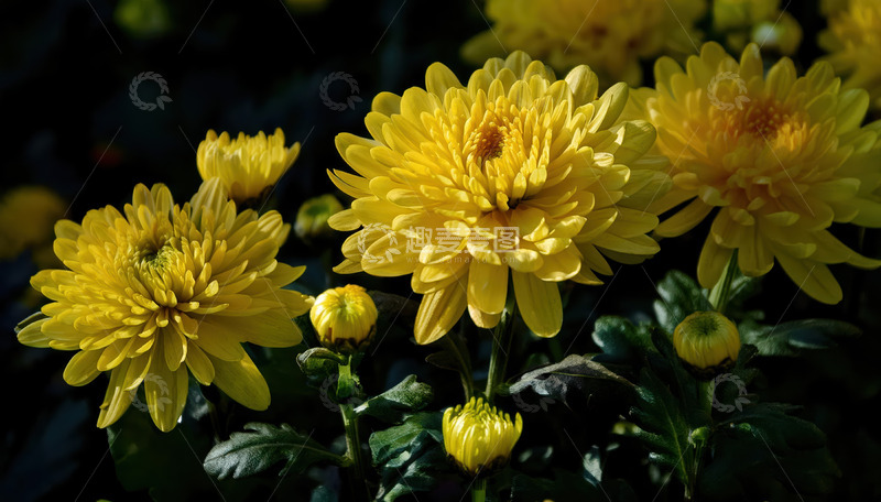 高清大图下载【趣麦麦图】-黄菊盛放，尽显自然明媚之韵