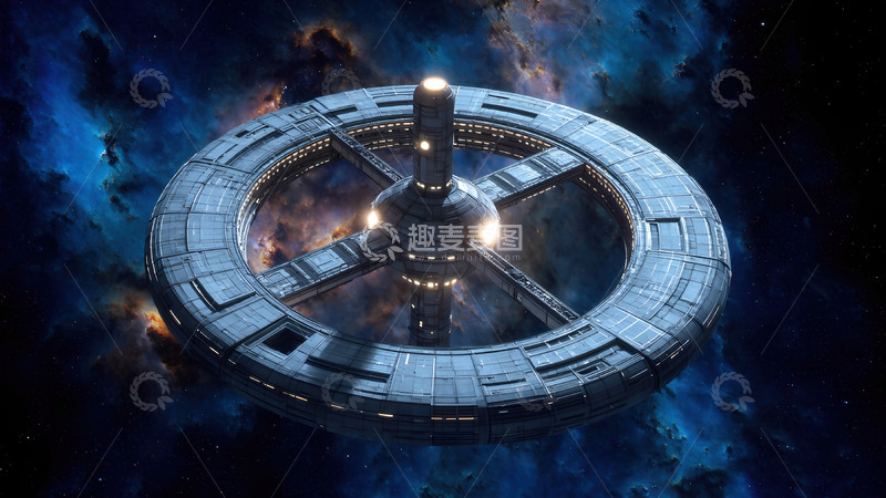 高清大图下载【趣麦麦图】星际中的环形科幻太空站