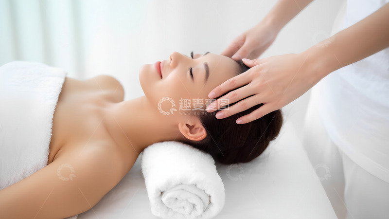 高清大图下载【趣麦麦图】女士惬意享受头部按摩放松