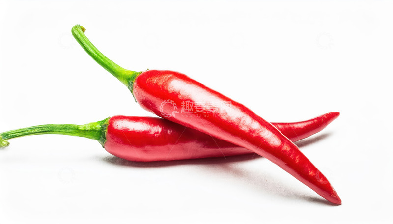 高清大图下载【趣麦麦图】白背景下的双枚鲜红尖椒