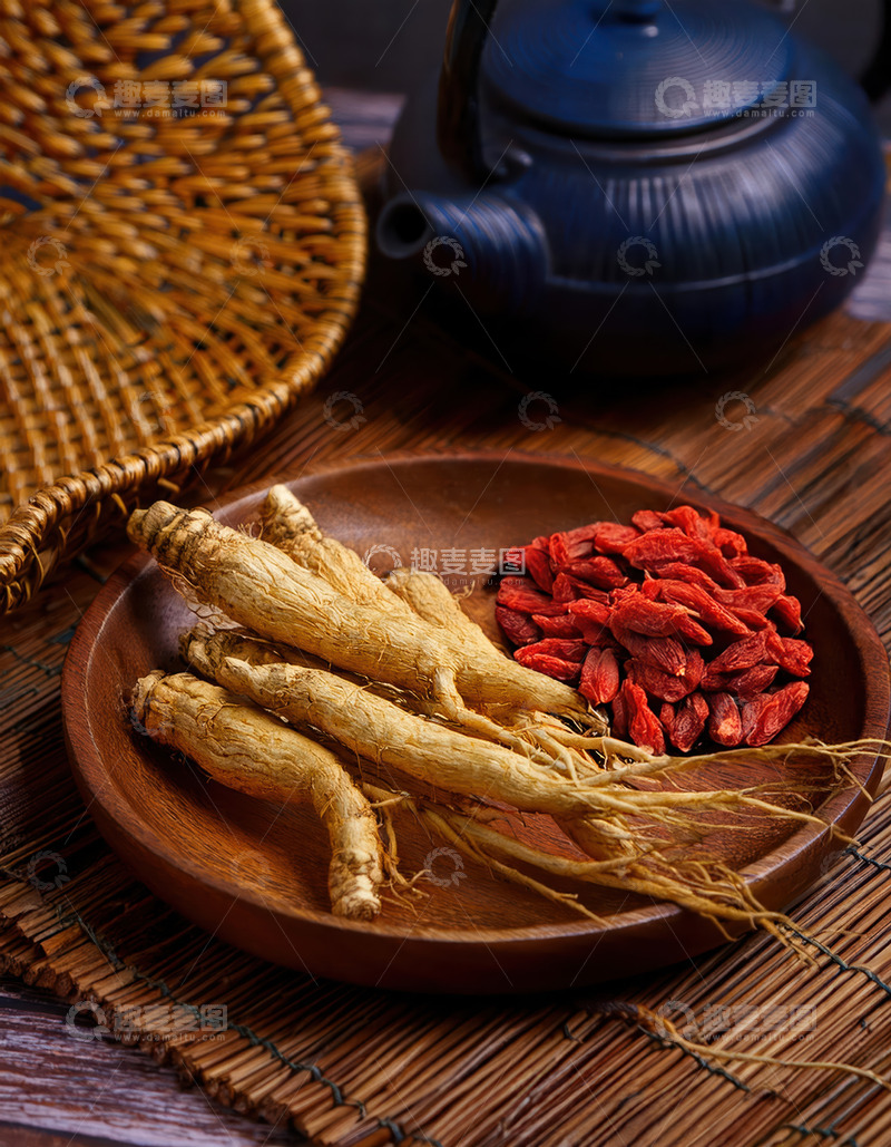 高清大图下载【趣麦麦图】参杞同盘尽显传统养生风情