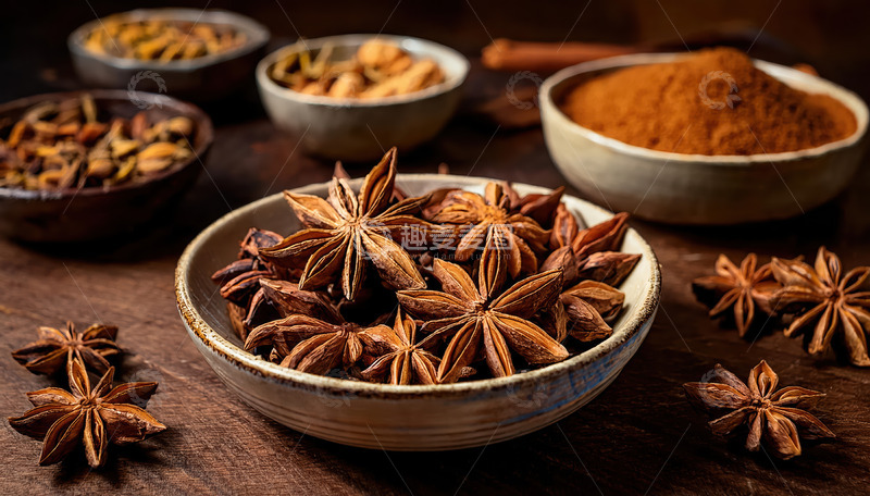 高清大图下载【趣麦麦图】碗中八角与多样香料的组合