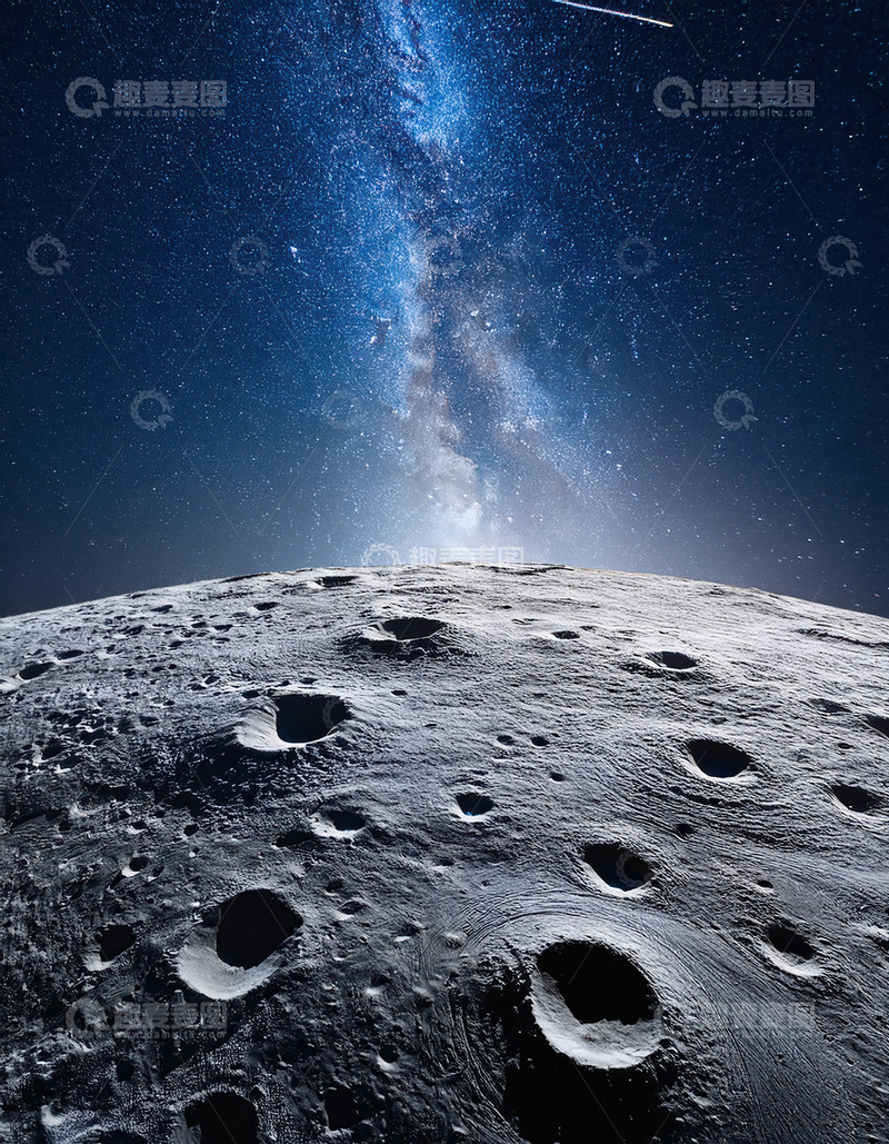 高清大图下载【趣麦麦图】月表之上的星河闪耀与流星