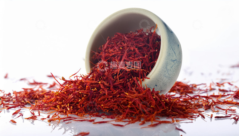 高清大图下载【趣麦麦图】瓷碗翻倒洒落丝状藏红花