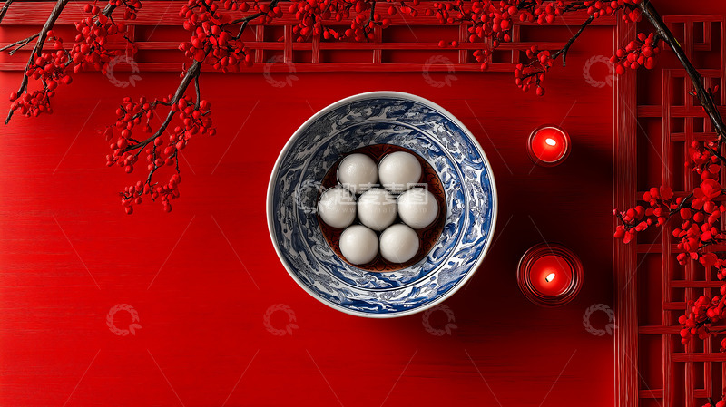 高清大图下载【趣麦麦图】红色喜庆汤圆拍摄图