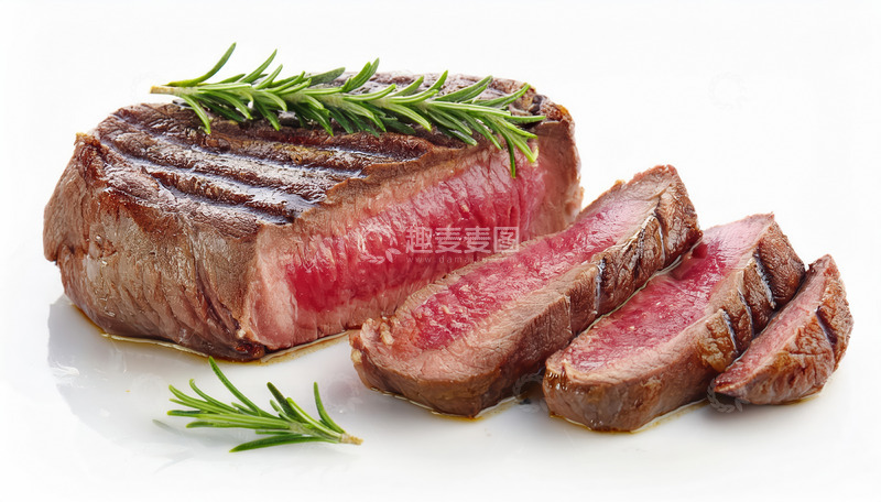 高清大图下载【趣麦麦图】迷迭香牛排，鲜嫩多汁的视觉诱惑