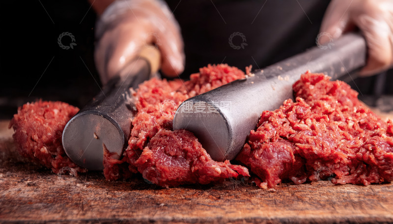 高清大图下载【趣麦麦图】手工双锤砸制新鲜牛肉丸