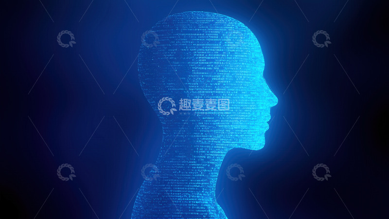 高清大图下载【趣麦麦图】蓝光勾勒的数字智慧头像
