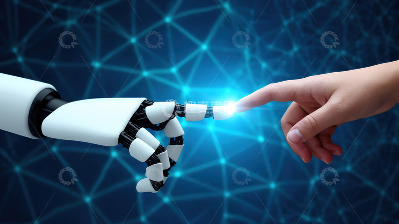 高清大图下载【趣麦麦图】人机指尖相触的科技温情瞬间