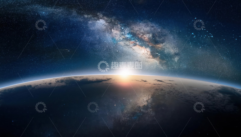高清大图下载【趣麦麦图】地球边缘的银河与破晓之光