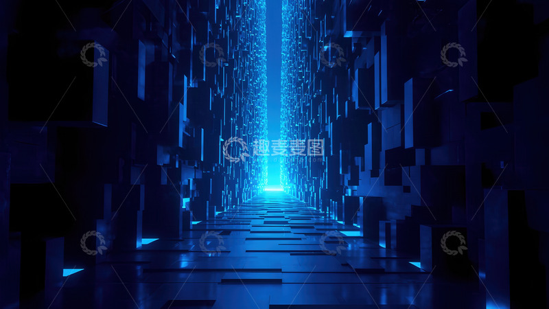 高清大图下载【趣麦麦图】蓝调科技隧道：迈向未来之途