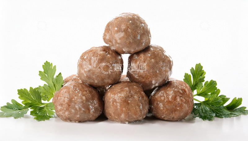 高清大图下载【趣麦麦图】欧芹点缀牛肉丸，简约精致摆盘