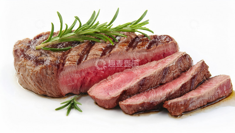 高清大图下载【趣麦麦图】迷迭香牛排切片，鲜嫩诱人呈现