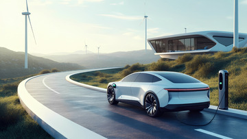 新能源汽车于风光间充电之景