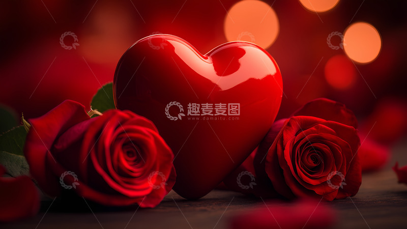 高清大图下载【趣麦麦图】情人节红色爱心玫瑰摄影背景1