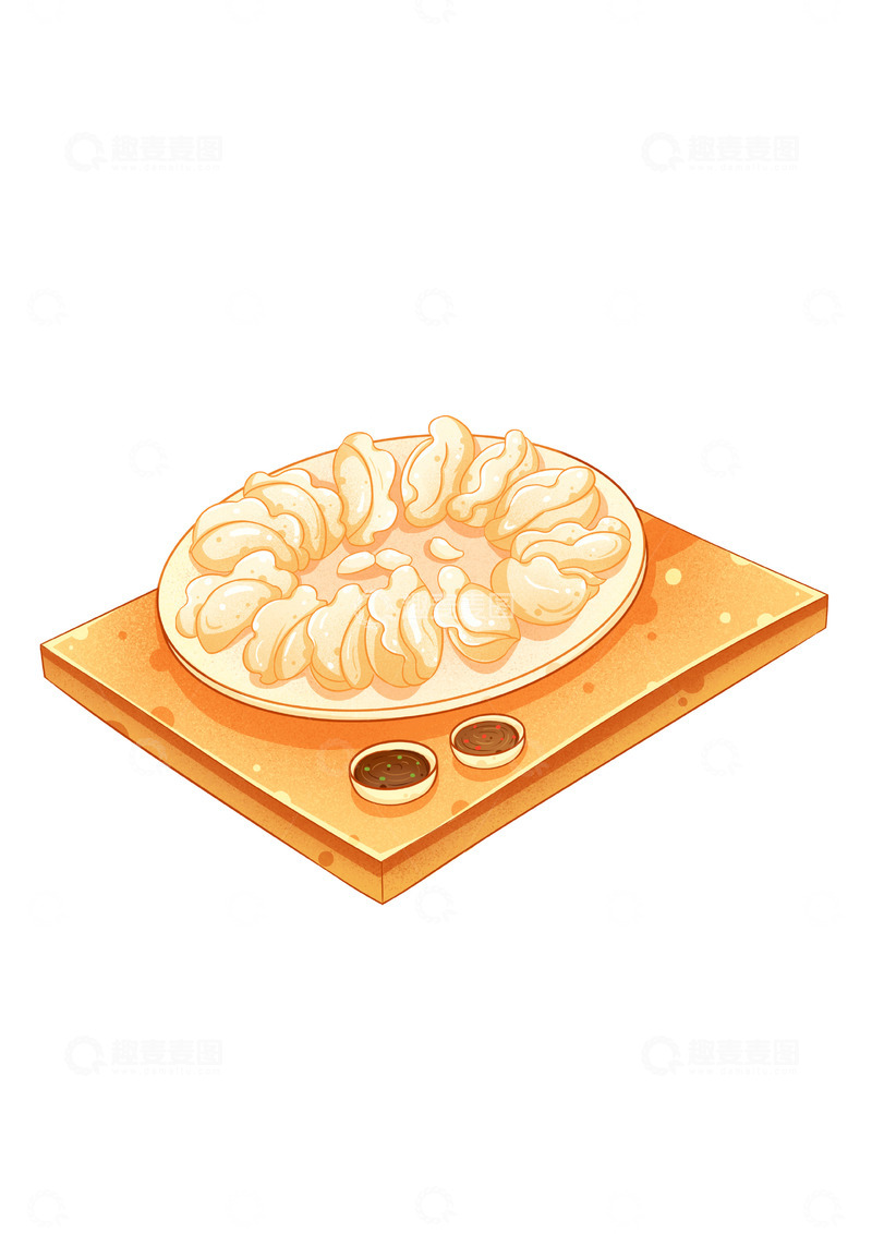 源文件下载【趣麦麦图】饺子调料插画