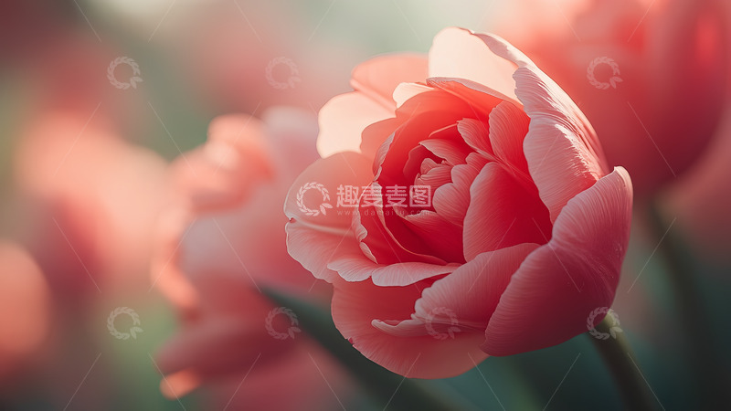 高清大图下载【趣麦麦图】情人节粉色浪漫郁金香摄影背景1