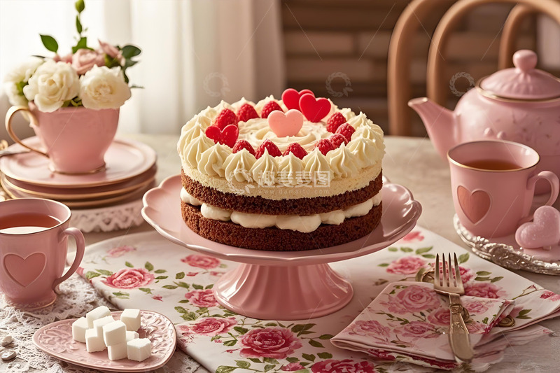 高清大图下载【趣麦麦图】情人节心形蛋糕摄影图1