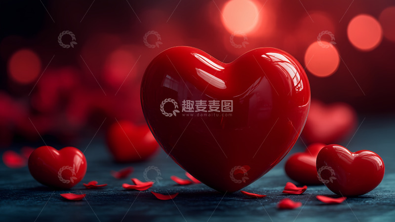 高清大图下载【趣麦麦图】情人节红色爱心玫瑰摄影背景