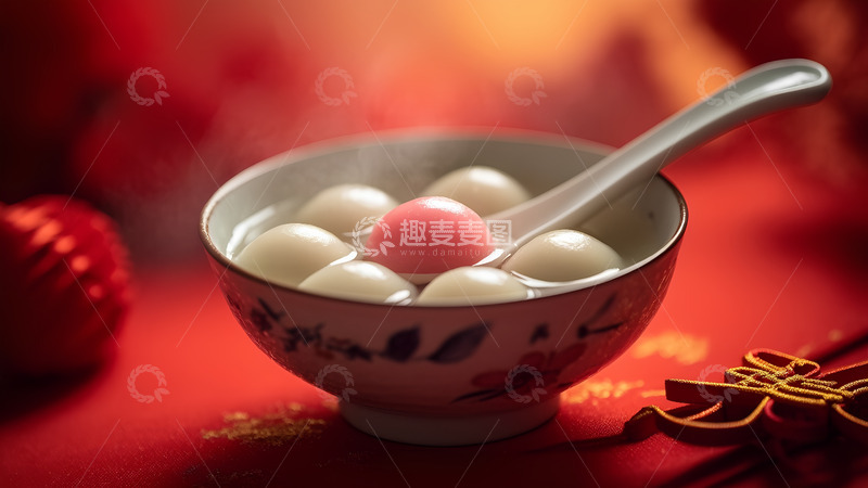 高清大图下载【趣麦麦图】元宵节节日红色汤圆摄影图
