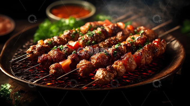 高清大图下载【趣麦麦图】美味烧烤烤肉串美食摄影图