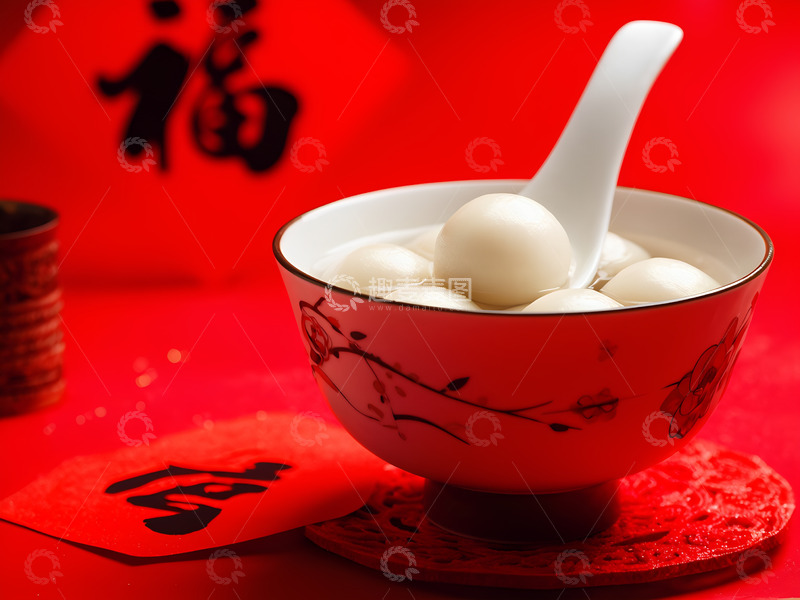高清大图下载【趣麦麦图】元宵节节日红色汤圆摄影图1