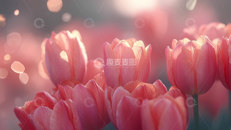 高清大图下载【趣麦麦图】情人节粉色浪漫郁金香摄影背景