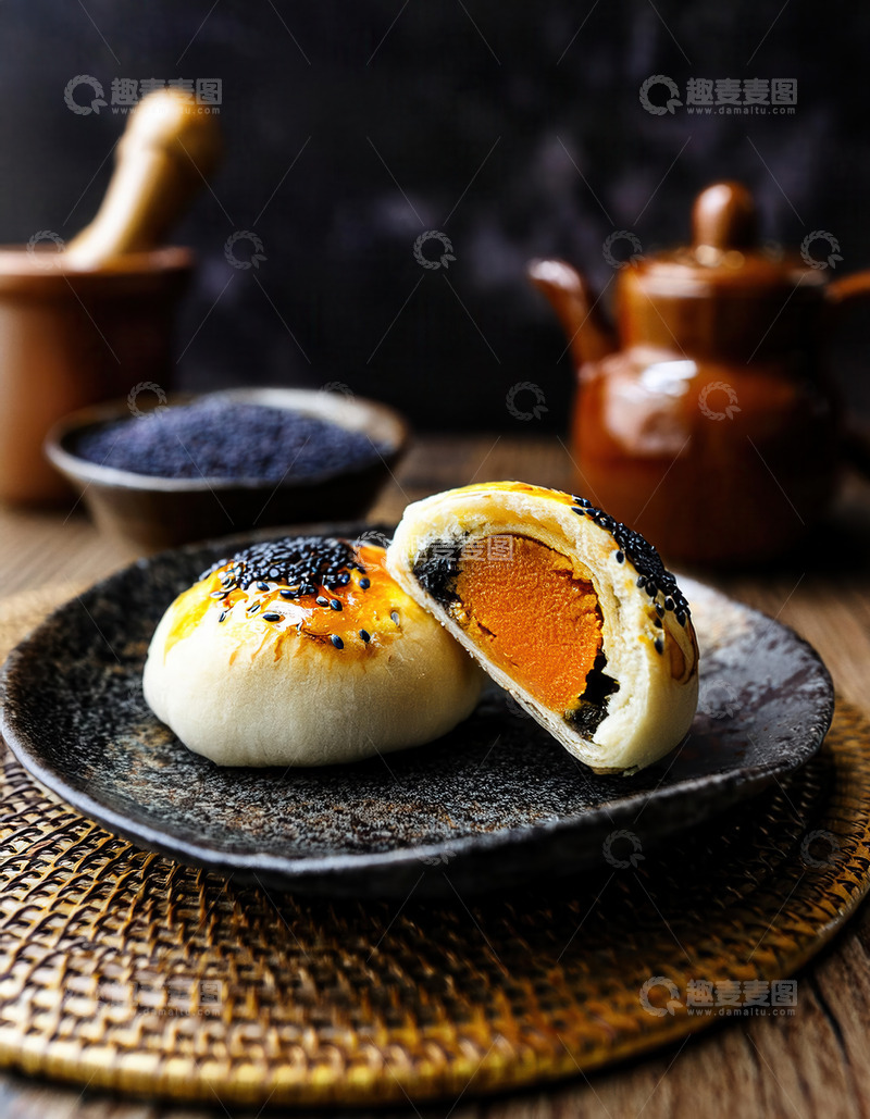 高清大图下载【趣麦麦图】盘中特色点心配茶具古朴雅致