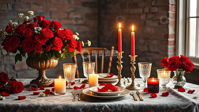 高清大图下载【趣麦麦图】情人节餐厅场景摄影图