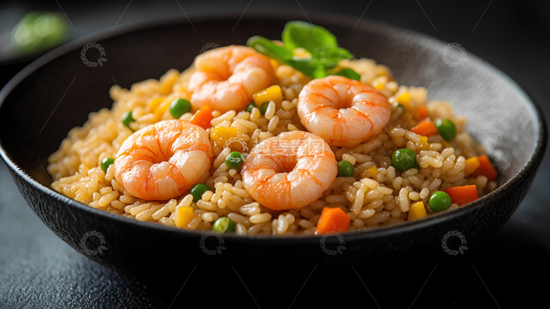 高清大图下载【趣麦麦图】美食特色虾仁炒饭摄影图1