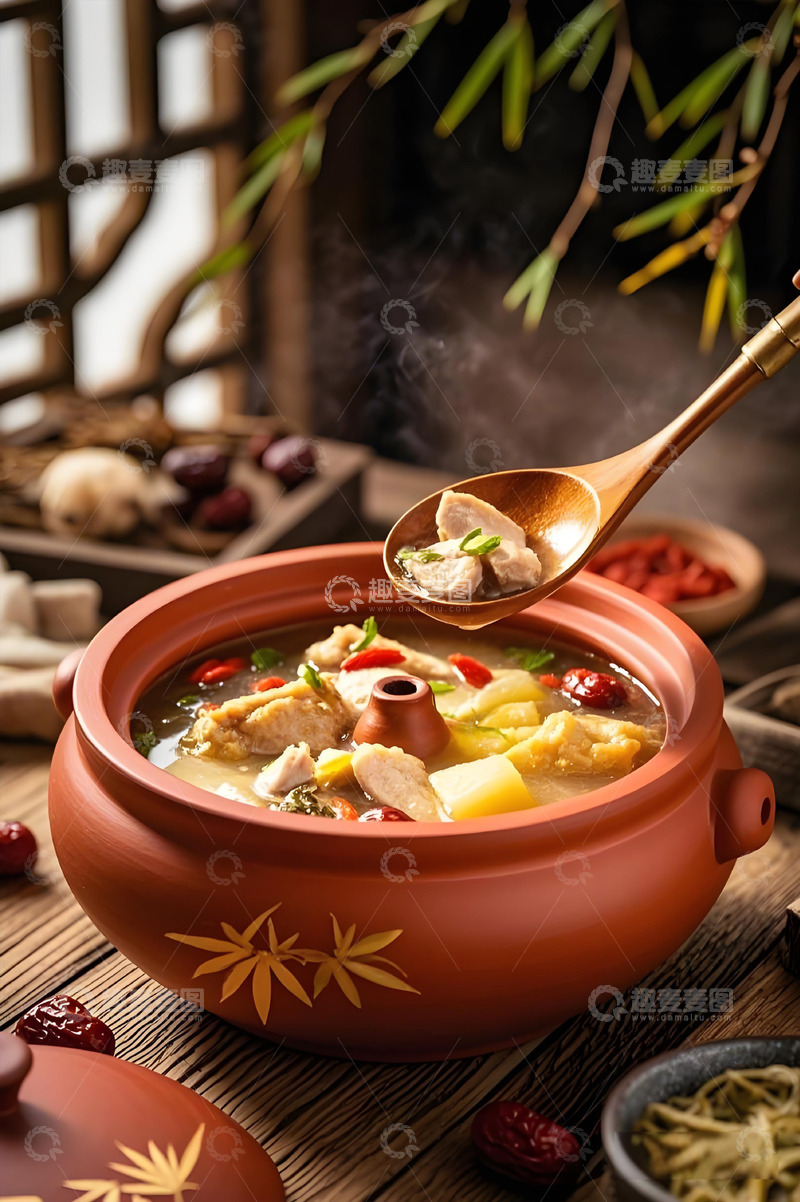 高清大图下载【趣麦麦图】汤锅鸡鸡肉美食摄影图