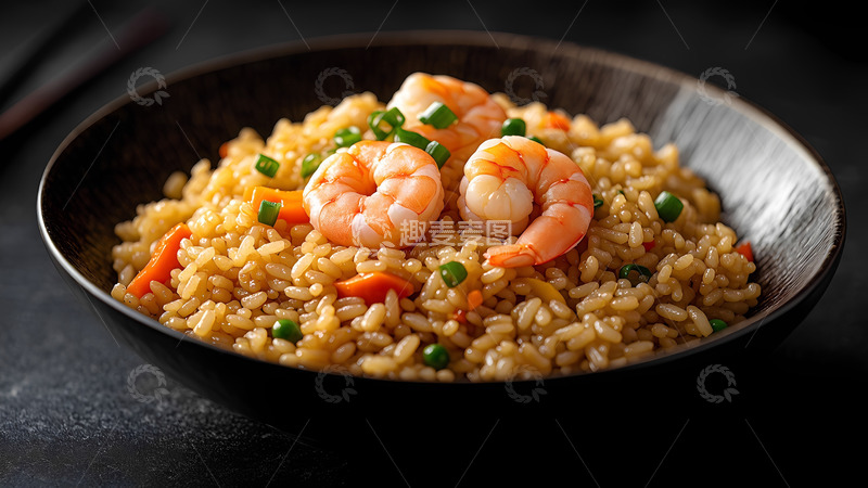 高清大图下载【趣麦麦图】美食特色虾仁炒饭摄影图