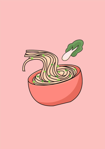 面条扁平插画
