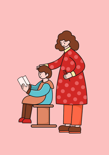 剪头发人物扁平插画