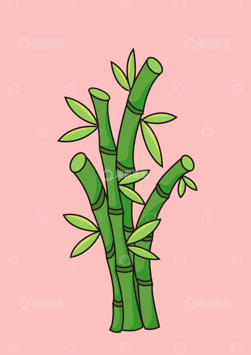 源文件下载【趣麦麦图】竹子竹竿扁平插画