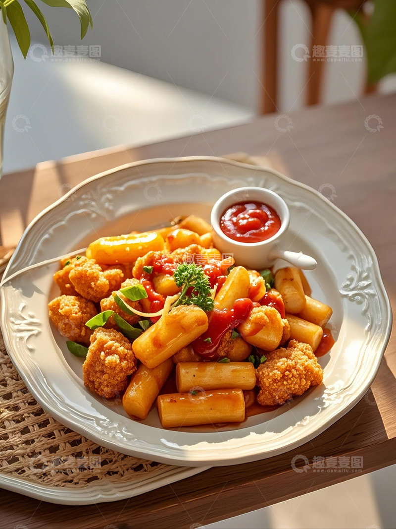 高清大图下载【趣麦麦图】年糕鸡块-美食