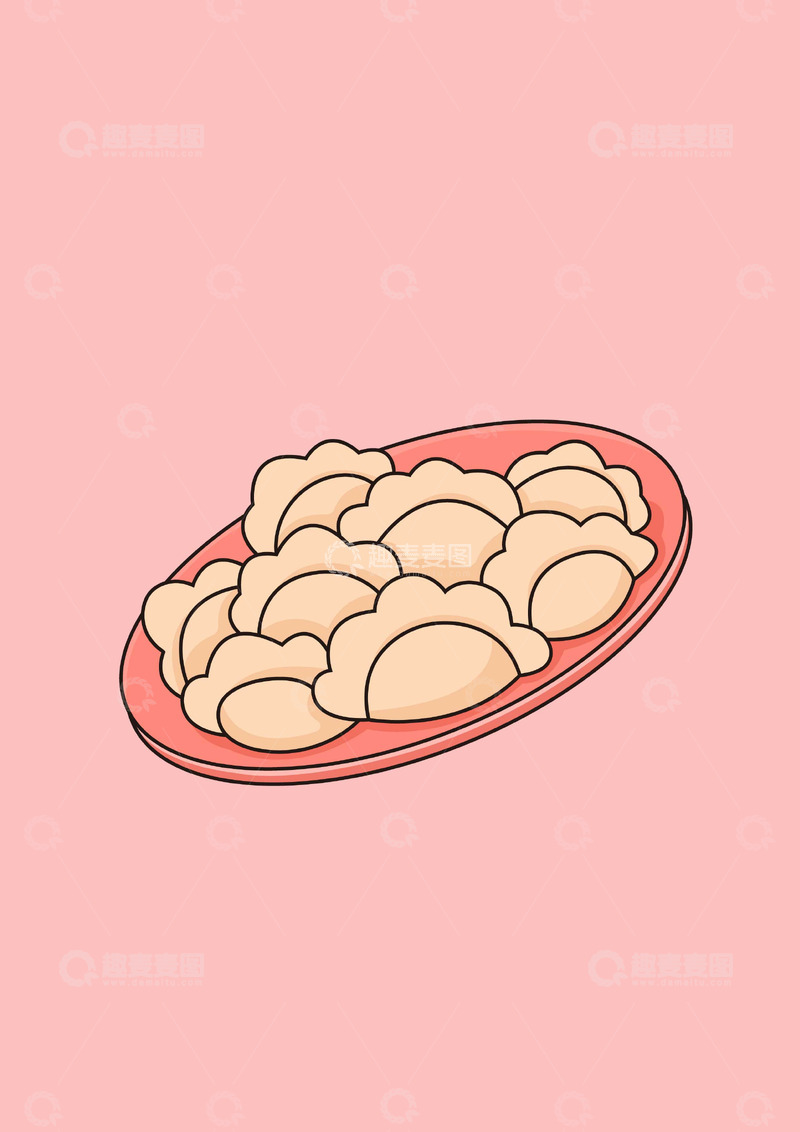 源文件下载【趣麦麦图】饺子扁平插画