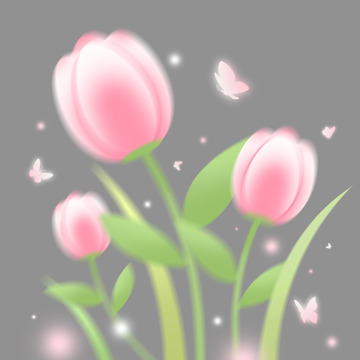 春天春季鲜花花朵蝴蝶元素