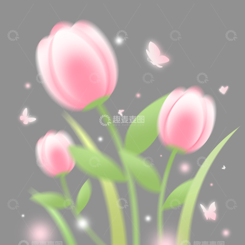 春天春季鲜花花朵蝴蝶元素