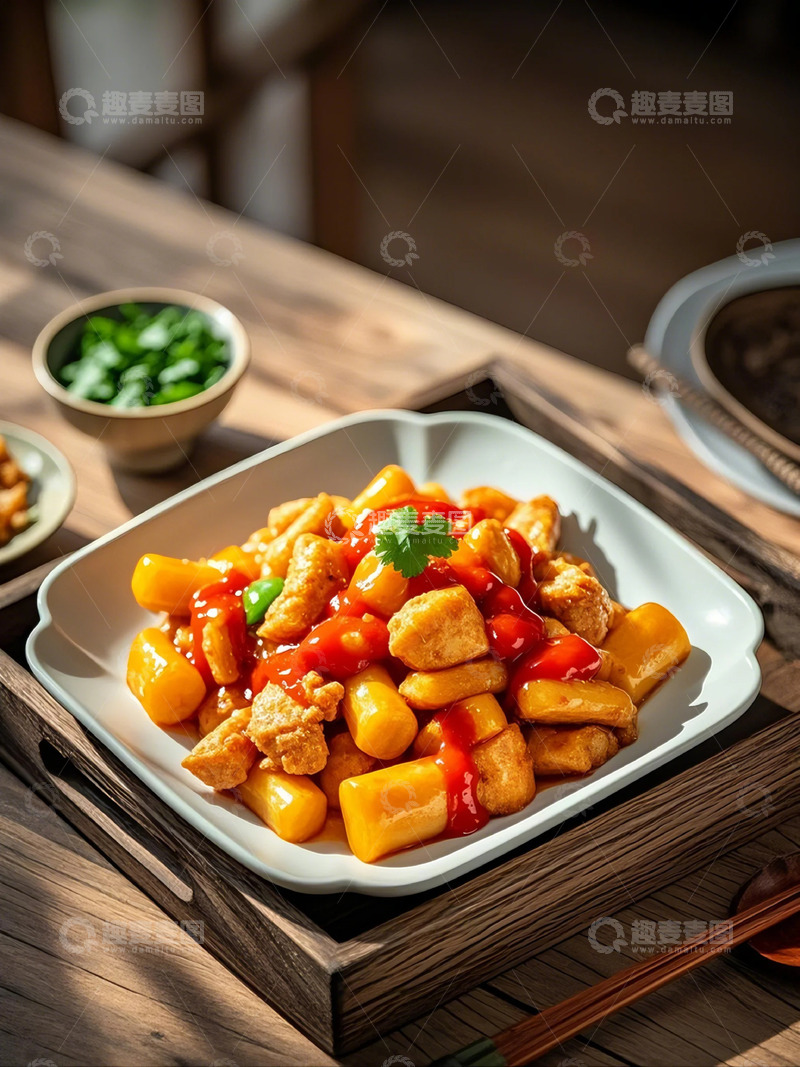 高清大图下载【趣麦麦图】年糕鸡块-美食1