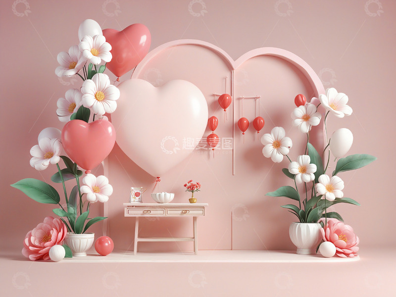 高清大图下载【趣麦麦图】情人节浪漫场景布置美陈设计13