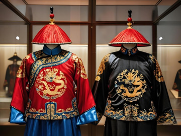 文物古董清朝官服摄影图